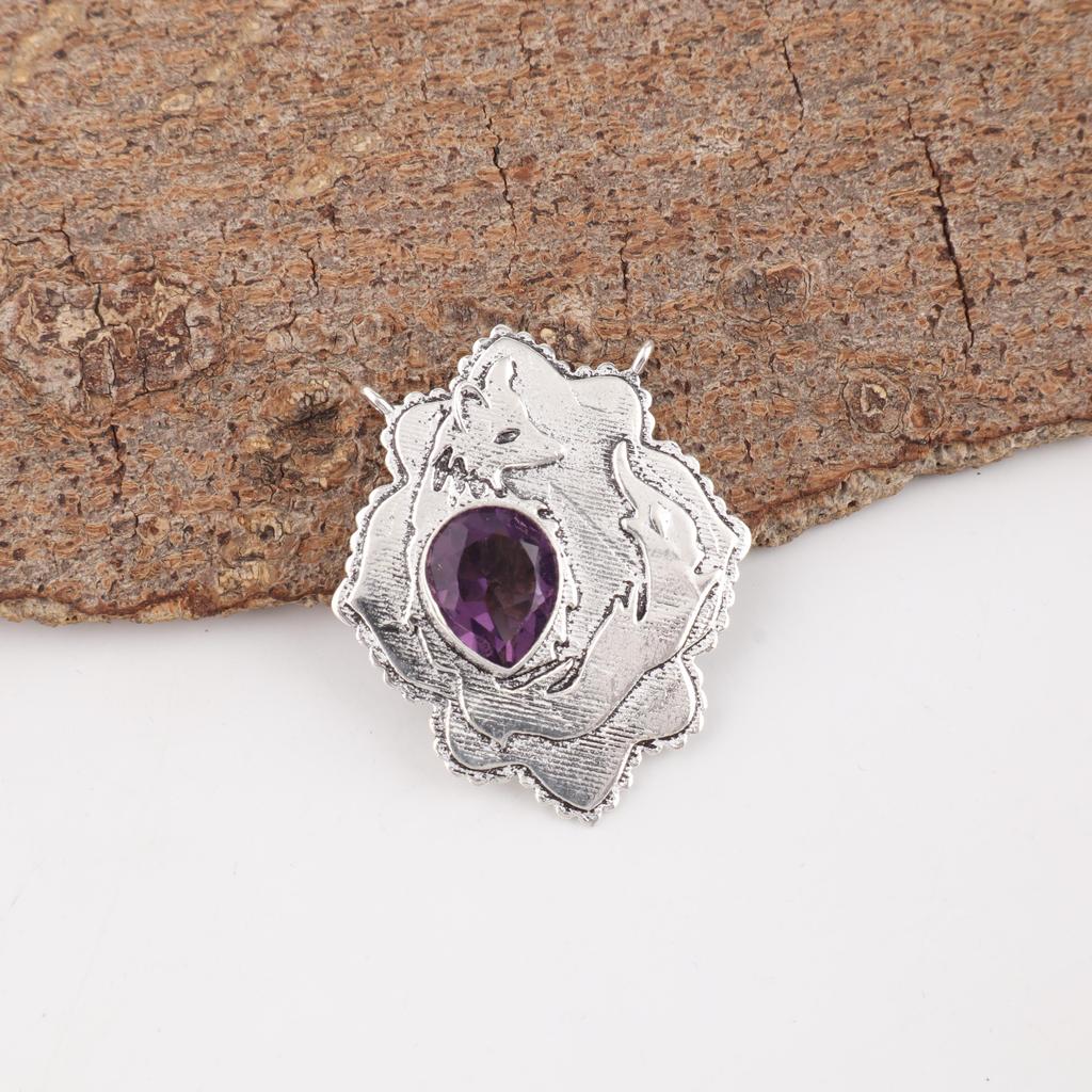 Amethyst Pendant Gemstone Jewelry, 925 Solid Sterling Silver Pendant, Gift For Women Handmade Pendant