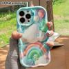 Phone case: 2D flat design, suitable for iPhone 18 17 16 15 14 13 Pro protective case, clouds and rainbow, perfect holiday gift for Christmas and Hall