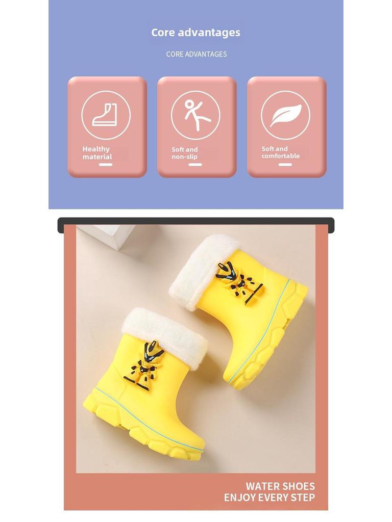 Dětské zimní holínky s velvetovou podšívkou 2023 - Hřejivé, nepromokavé boty pro chlapce a dívky, Velikosti pro žáky základních škol