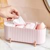 3 Fächer Desktop Make-up-Pads Organizer für Reinigungsstäbchen Beauty-Ei Multifunktionales Schönheitswerkzeug Kosmetik-Aufbewahrungsbox mit Deckel