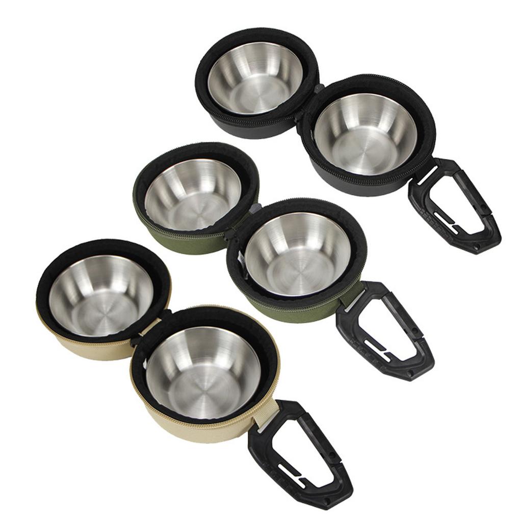 Przenośna miska dla zwierząt na zewnątrz, podwójna miska do karmienia psów, torba podróżna z szybkim mocowaniem, zestaw naczyń dla zwierząt