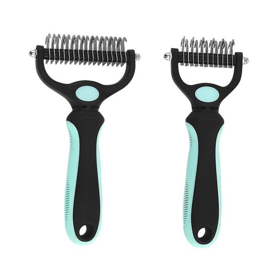 Pet Deshedding Brush Double-Sided Undercoat Rake for Dogs Cats Extra Wide Pet Shedding And Dematting Comb for Grooming