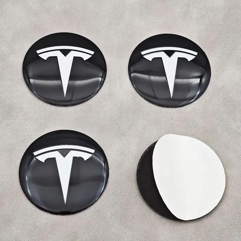 Car Sticker 2025 New Tesla 4pcs 56mm Tesla Cap Hub Center Cap Logo High Quality Sticker for Tesla Model 3 Y S X Personalized Car