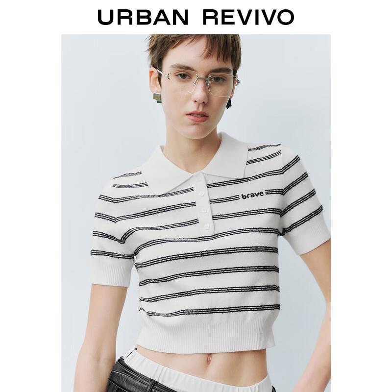 UR Women's Color-block Striped Polo Knit Top