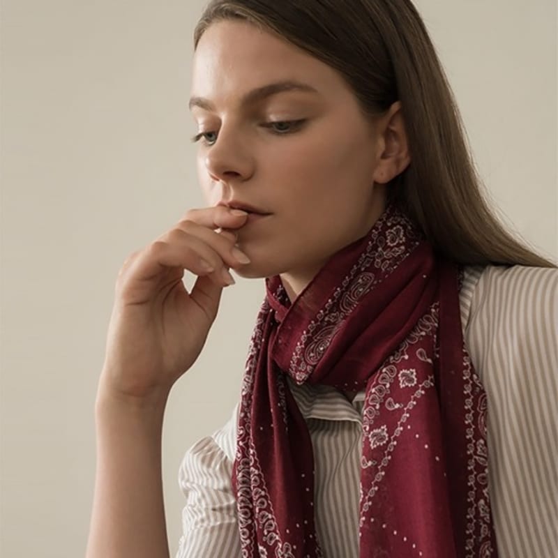 BB’DE SOLI’DE Dot Paisley Modal Scarf-wine