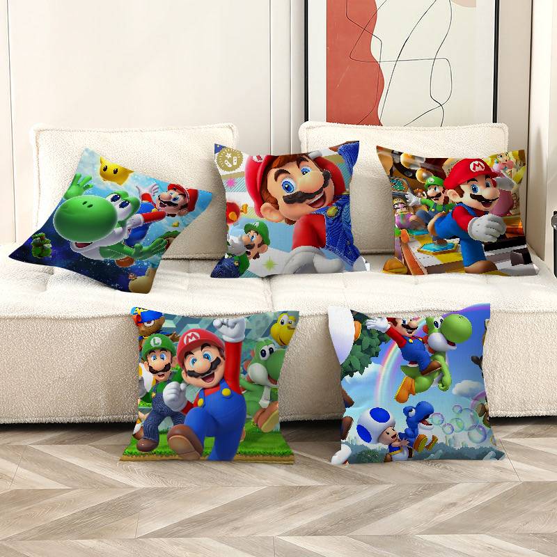 Game M-Mario-O Cartoon Pillow Anime Pillow Sofa Bed Head Pillow Cover Cushion Cover 45X45 Cm Fashion