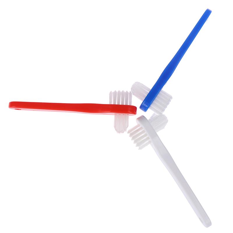 T-Shape Denture Dedicated Brush Toothbrush Dual Head False Teeth Brushes Cleaner