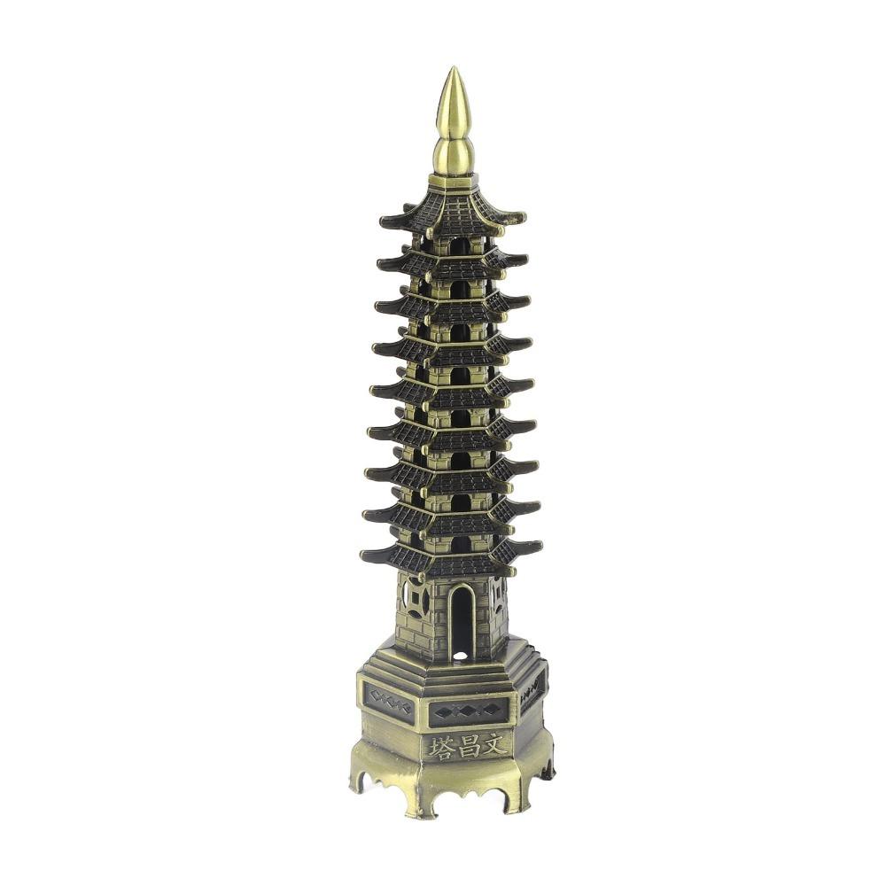 Brass WenChang Tower Model Layer 9 Chinese Feng Shui Statue  For Business Prosperity
