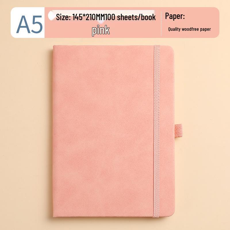 A5 Leather Notebook with Strap, Thickened Diary, Business Office Meeting Journal, Custom Logo