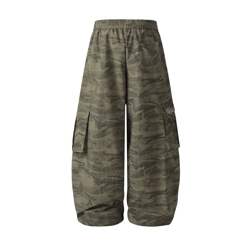 2026 American Outdoor Camo Cargo Pants Loose Fit Straight Leg Trousers Men Women