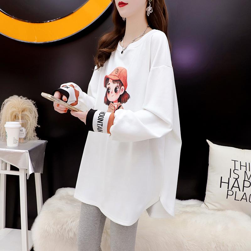 

2026 New Style Women s Plus Velvet Long-Sleeve Mid-Length Hip-Covering T-shirt for Autumn/Winter XL білий