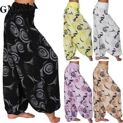 15 Colori Donna Casual Vita Elastica Taglie Forti Stampa Pantaloni Lunghi Dritti Larghi Pantaloni Haren