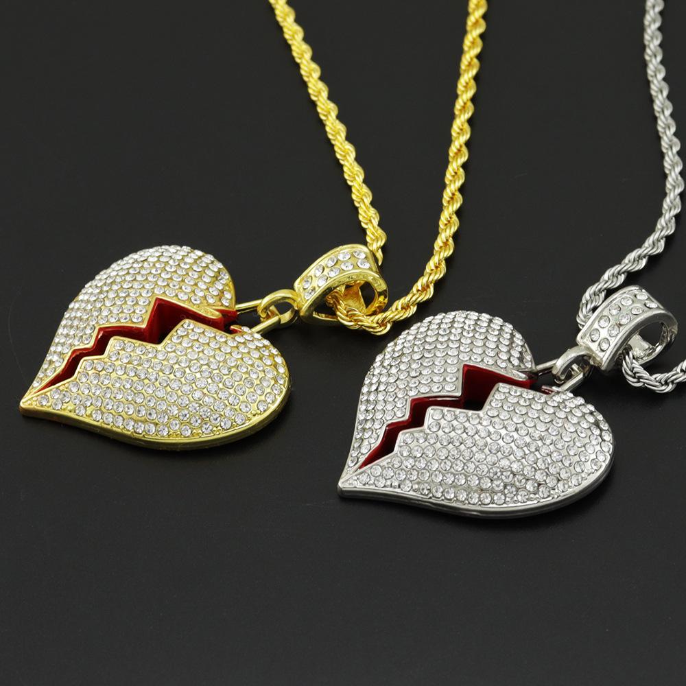 European Unisex Broken Heart Necklace - Trendy Sad Heartbeat Pendant