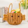 Cartoon Pig Shaped Handheld Storage Basket Kitchen Fruit Snacks Farmhouse Decor PP Plastic Organizer