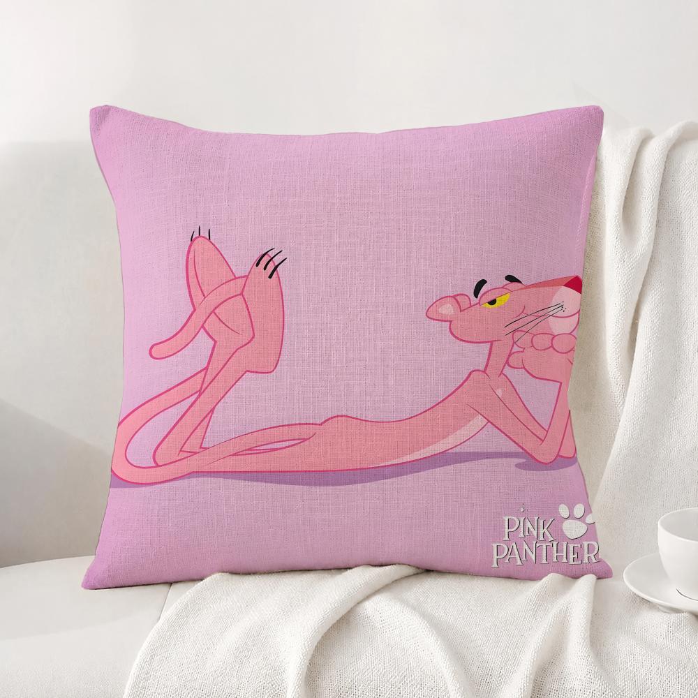 Character Pink Panther Cushion Cover Natural Linen Pillowcase Set AllinOne Decor Cushion Cover for Sofa Bedroom Chair