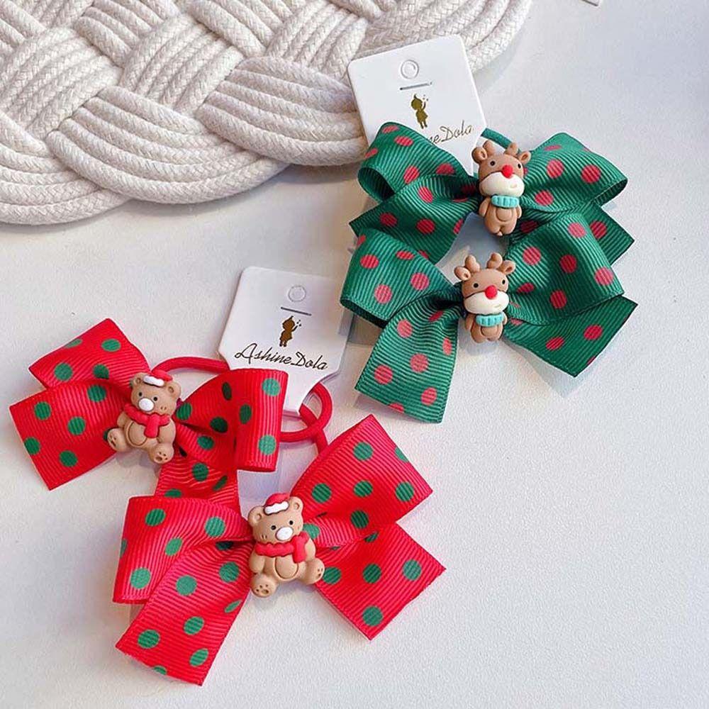 Bells Santa Claus Kids Hair Band Christmas Hair Ring Bow Rubber Band Christmas Hair Rope