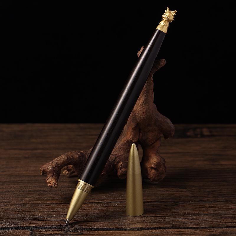 Brass Sandalwood Zodiac Animal Engraved Signature Pens for Business Gifts