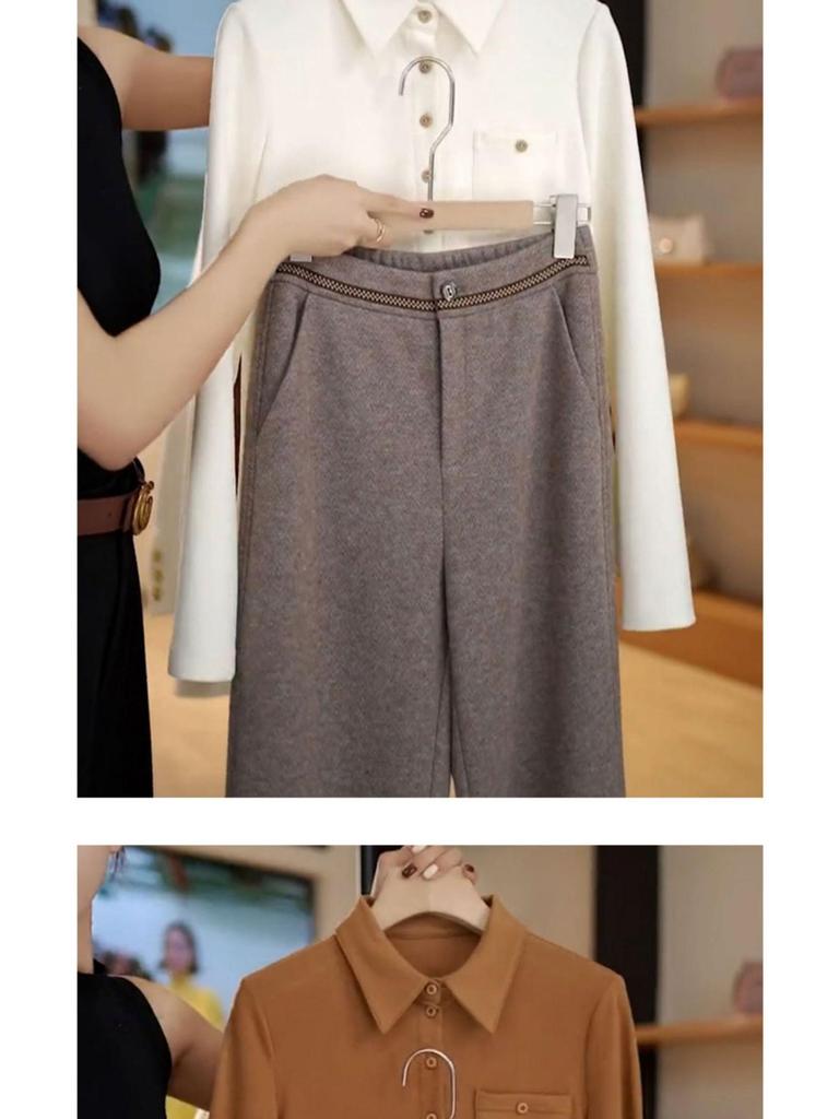 Specht 2025 Neue Herbst/Winter Schlankmachende Weitbeinige Anzughose mit Kaschmirfutter