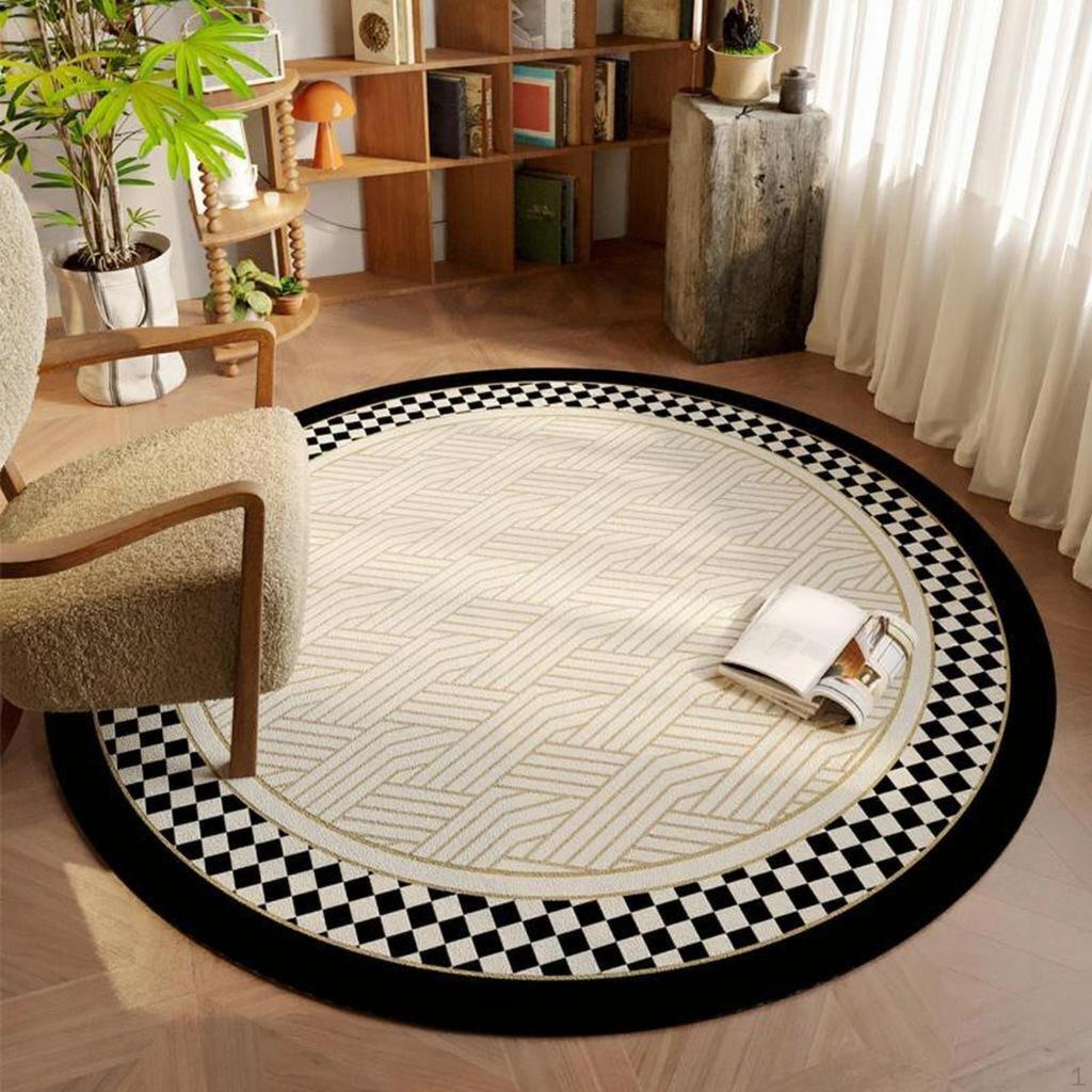 Round Area Rug, Cleanable Soft Carpet, Living Room Bedroom, Vintage Design LB60C1 60cm