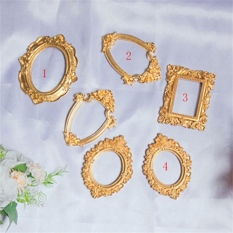 Mini Gold Picture Frame Victorian Small Resin Antique Photo Frame Tiny Baroques Ornate Frame Without Glass or Backing