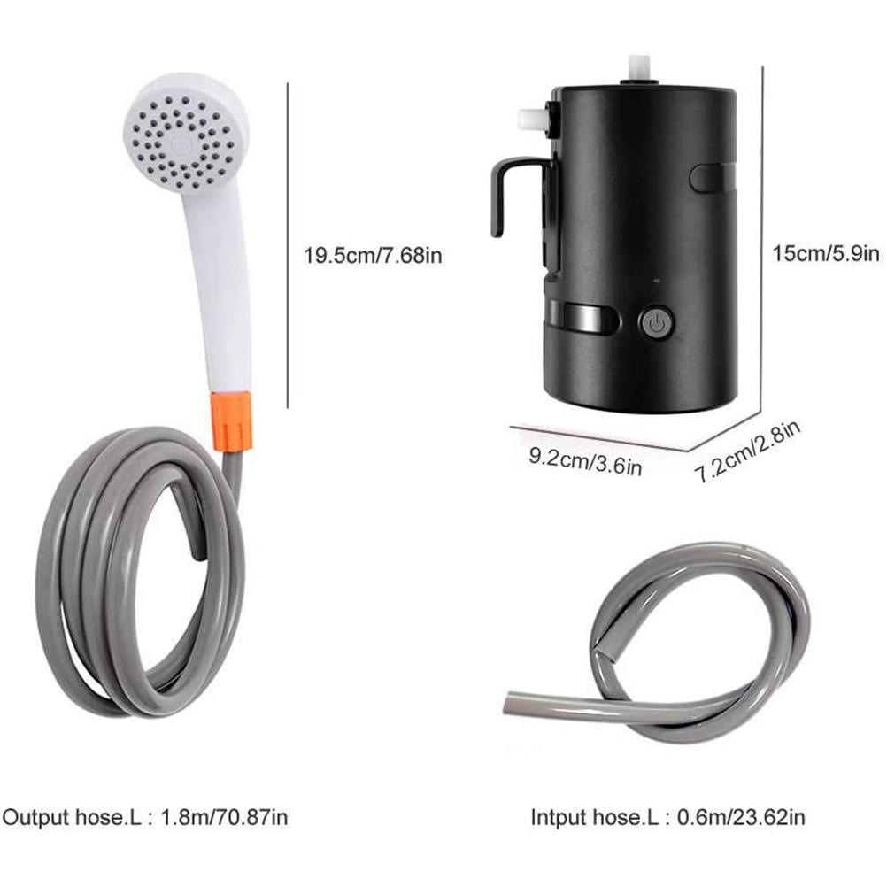 Portable Outdoor Shower Set Camping Shower USB Rechargeable Shower Pump for Camping Hiking