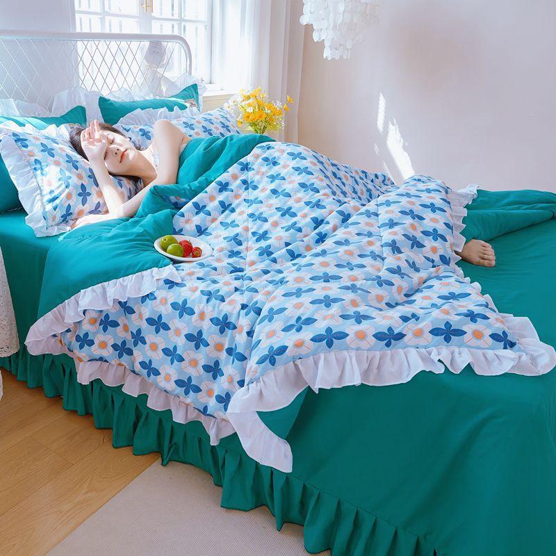 150 x 200 cm, Sommer-gestreifte Steppdecke, einteilig, Sommer-Kühl-Steppdecke, waschbare Baumwolle, Sommer-Steppdecke, dünnes Blatt, maschinenwaschbare Steppdecke