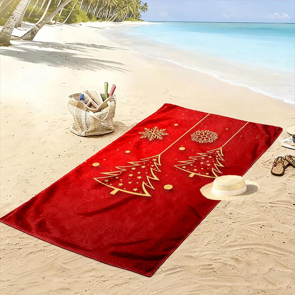 Golden festive pine elegance Print beach towel, quick drying, suitable for travel, outdoor sports, jogging, the beach and swimming, gift