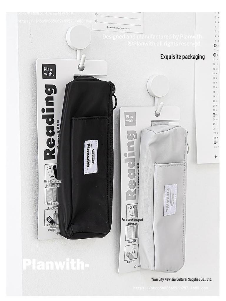 Bärbart Krämblått Pennskrin för Studenter - Liten Kapacitet, Minimalistisk Stil