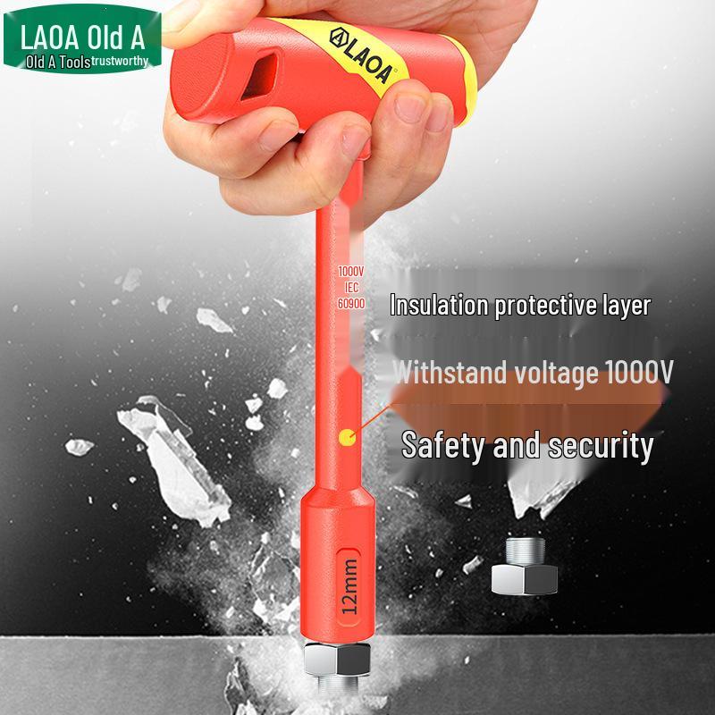 High Voltage Insulated T-Handle Socket Wrench for EV Maintenance