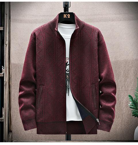 Men's Autumn Winter Cable Knit Zipper Cardigan - Thick Warm Casual Sweater for Men