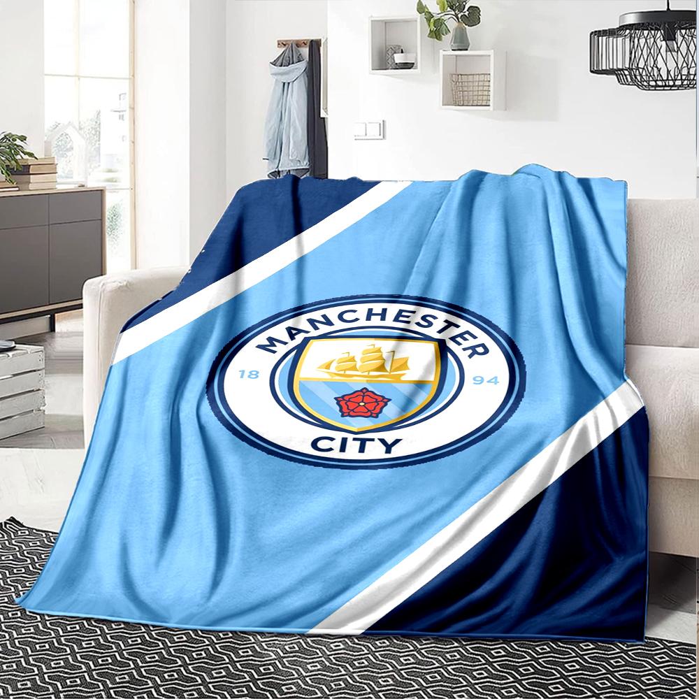 Manchester City Theme Printed Blanket - Perfect for Couch, Bed, Travel & Outdoor Use | Machine Washable, Cozy & Durable.