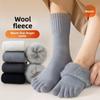Woolen Five-finger Socks for Men, Mid-calf with Fleece for Warmth, Toe-separating Socks, Toe Socks for Warmth, Thickened Loops, Long Calf