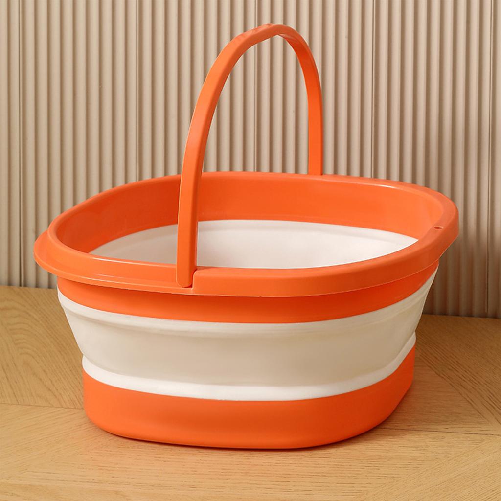 Banheira de Pedicure Dobrável Bacia Espessa para Escalda-pés com Pontos de Massagem para Casa Apartamento Dormitório Laranja Branco