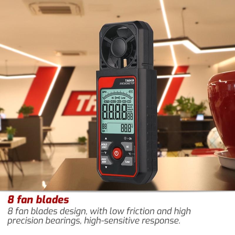 Portable Digital Anemometer Handheld Wind Speed Meter Compatible for Measuring Temperature WindChills with Backlamp LCD