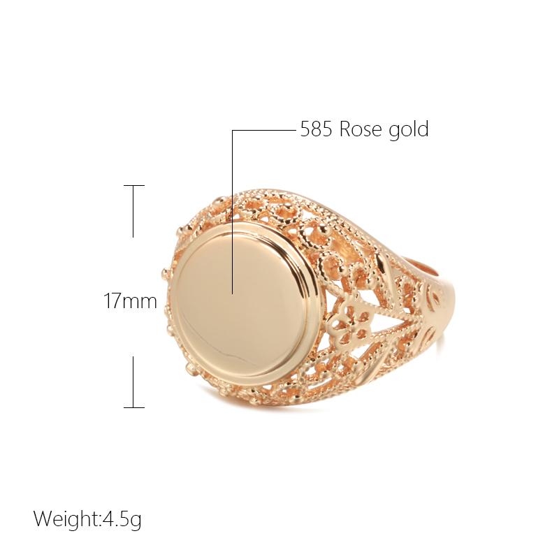 New Design Rose Gold Round Glossy Rings Christmas Gift Hollow Flower Women Jewelry Ethnic Wedding Ring Fashion
