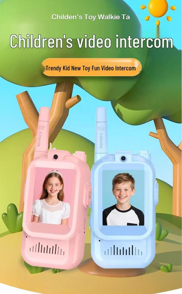 Kinder-Video-Walkie-Talkie mit großer Reichweite, Antenne und TYPE-C-Ladefunktion – Süßes interaktives Outdoor-Spielzeug mit verlängerter Akkulaufzeit