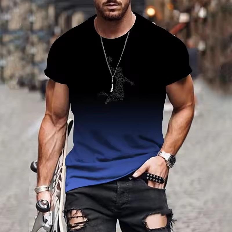 

Повседневная мужская футболка с градиентом 3D, модный принт, модная уличная одежда в стиле Харадзюку, большой размер, круглый вырез, удобный топ XL