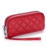 Double Zipper Clutch Bag for Women Genuine Leather Coin Pocket Money Purse Women's Clutches Female Clutch Purse with Wrist Strap