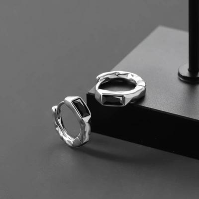 Black Diamond Irregular Earrings Men's Trendy Earrings Design Niche Personality Men's Ear Buckles Cold Wind Earrings Earrings
