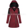 Autumn and Winter New Oblique Zipper Hooded Woolen Trench Coat Medium and Long Thickened Warm Jacket Cotton Clothes Women's Coat