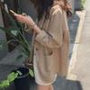 Women Casual Cotton Linen Blazer Jacket Long Sleeve OL Work Coat Suit for Spring Summer One Button Casual Office Wear