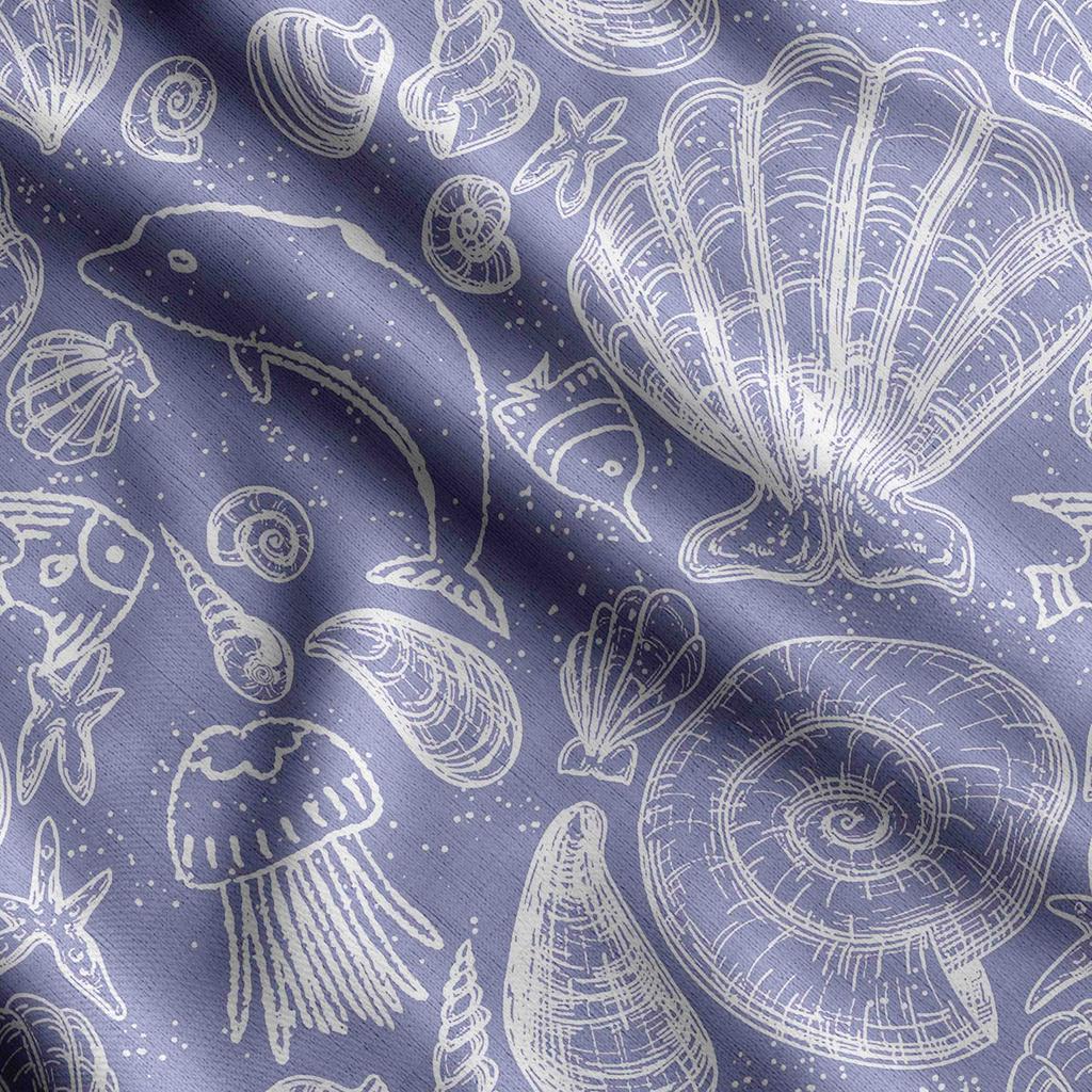 Soimoi Muscheldruck, Baumwollcambric, Quiltstoff Meterware 107 cm breit, mittelschwerer Baumwollstoff, Nähzubehör, Blau &