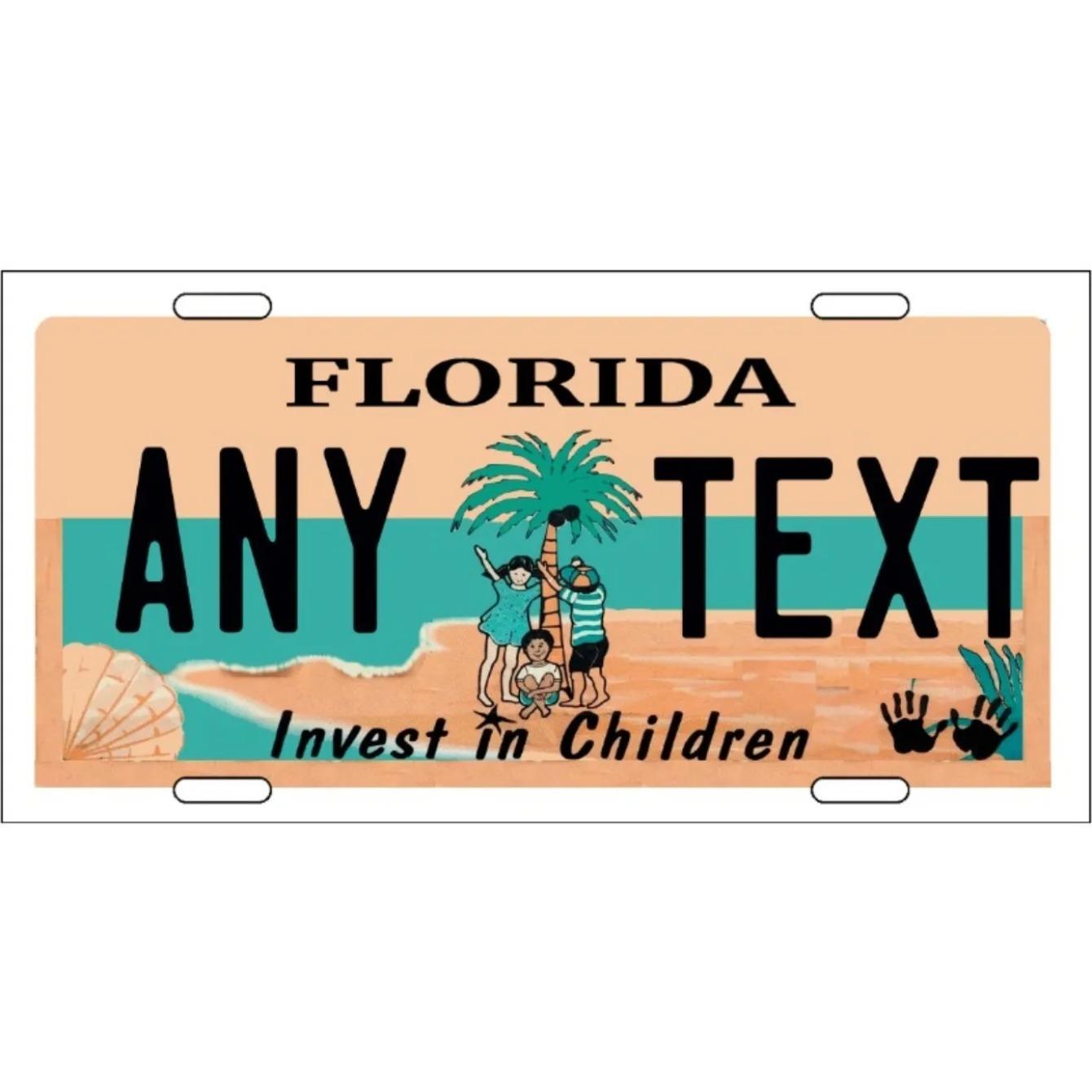 Personalized Florida License Plate Metal Sign 12x6 inch Custom Text US State Decor чёрный
