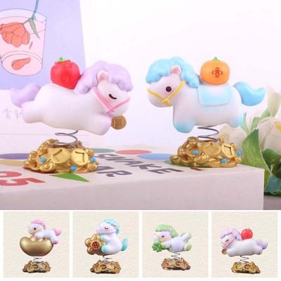 Sevimli Sallanan Burç Atı Sallanan Süsler At Şekli Karikatür Yılbaşı Masaüstü Süsü Reçine Kawaii At Maskotu Yılbaşı Hediyesi