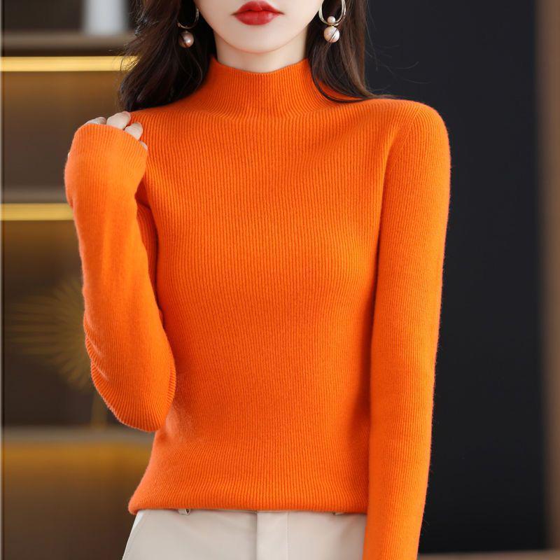 

Классический женский вязаный свитер с круглым вырезом - осенне-зимний стиль улззанг M