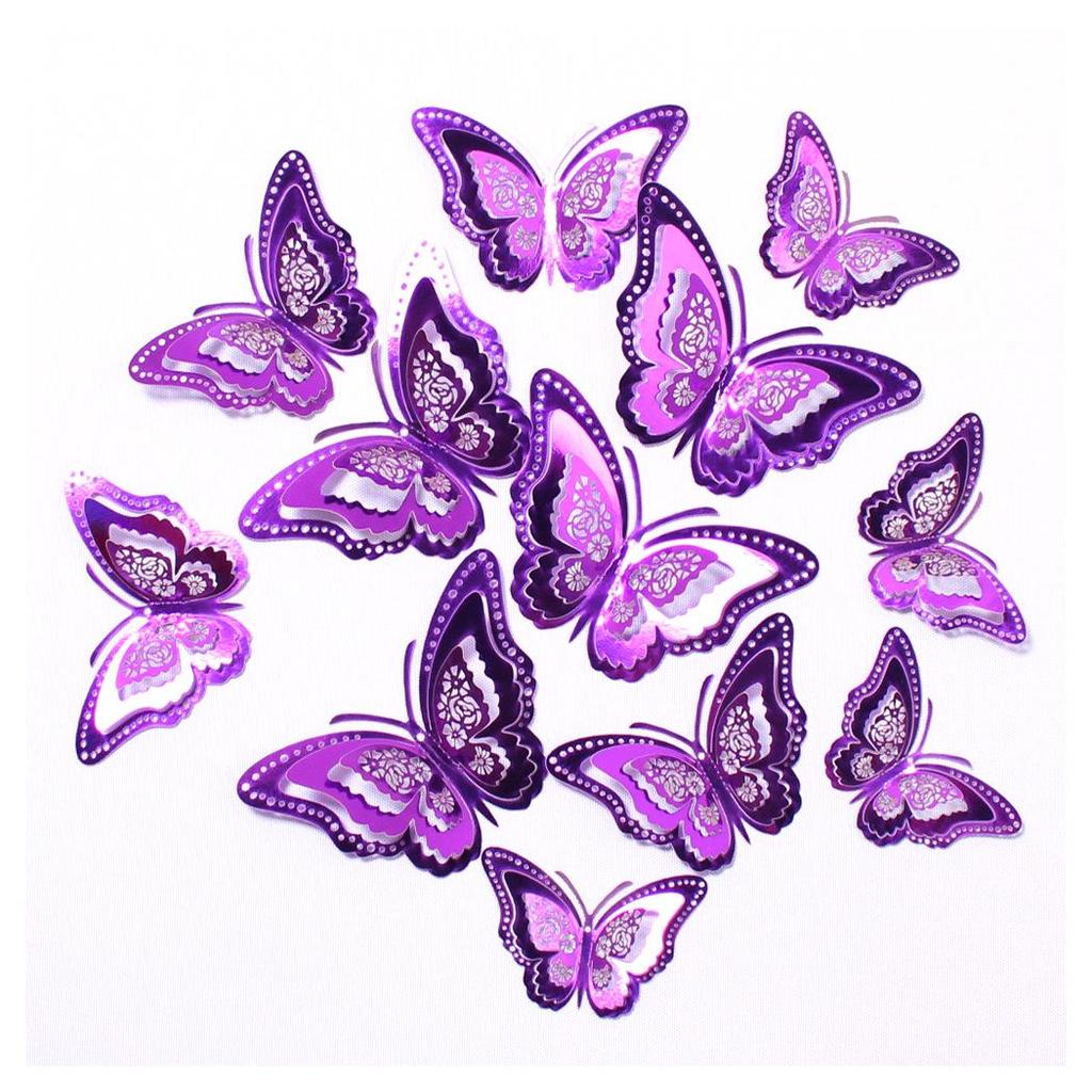 12 3D Hohl Schmetterling Wandaufkleber für festliche Weihnachts- und Feiertags-Heimdekoration