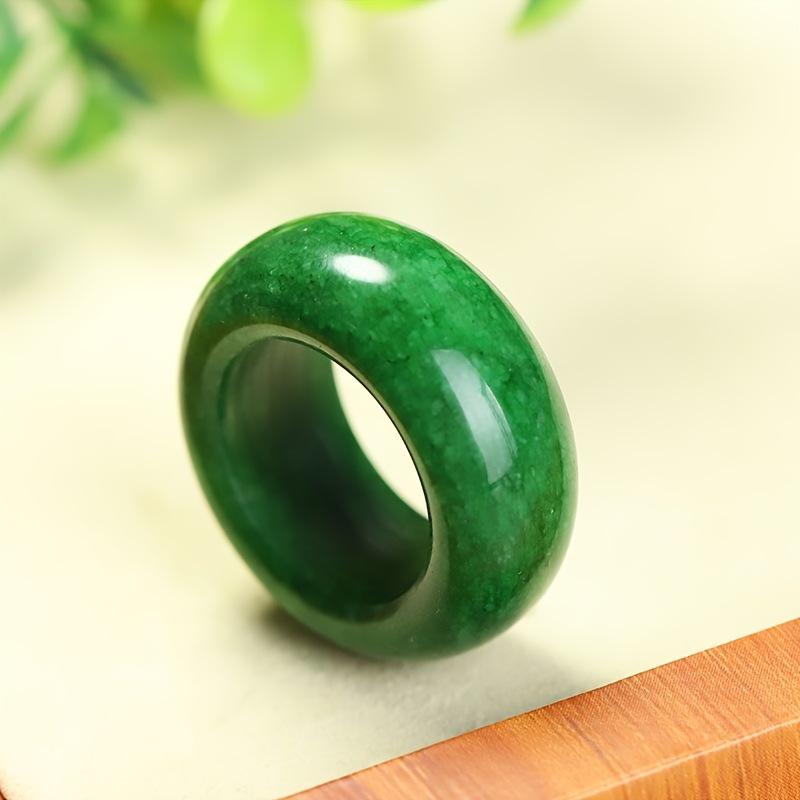 Men's Large Bright Green Jade Emerald Dragon Ring