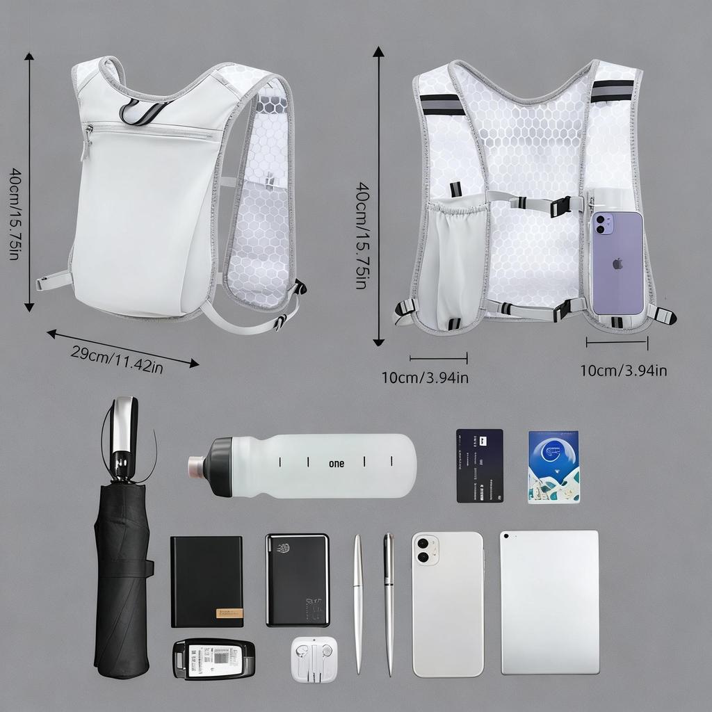 Lightweight Outdoor Mountaineering Vest with Phone Pocket for Running, Cycling, and Hiking - Includes Water Bottle Holder