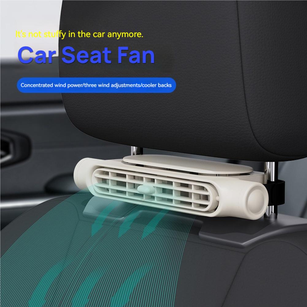 Portable Car Seat Fan for Front Rear Seat Passenge Type-C Powered Headrest Cooling Air Fan Adjustable Strap Car Interior Fan