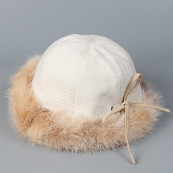 Women Fluffy Faux Fur Hat Warm Bucket Hat Winter Russian Outdoor Ski Cap Thermal